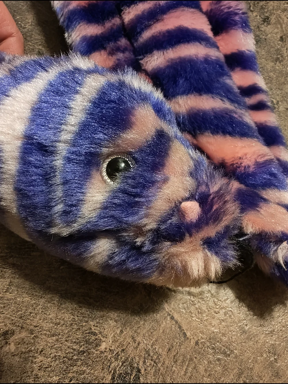 Plush Eel Snake Scarf in Pink and Purple Stripe